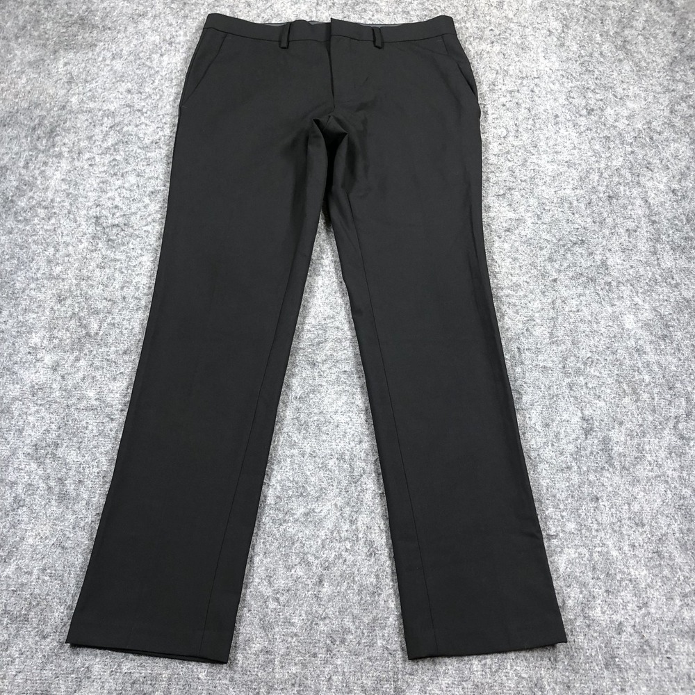 Kenneth Cole Reaction Pants Mens 31x30 Black Dress Flat Front Stretch Trousers